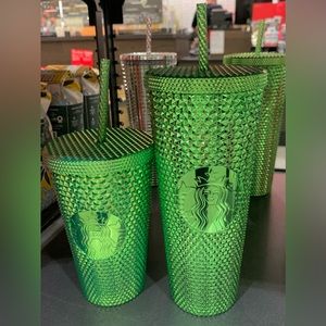 Limited Edition Set 2023 Holiday Winter Green Bling Studded Tumblers 24oz & 16oz